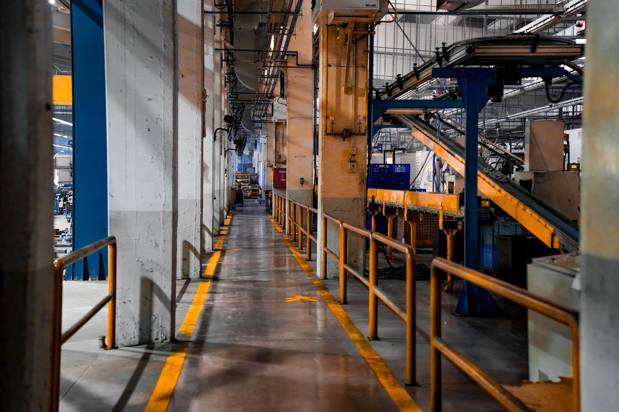 Manufacturing plant interior walkway
